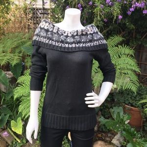 WHBM Holiday Cowl Neck Embellished Sweater